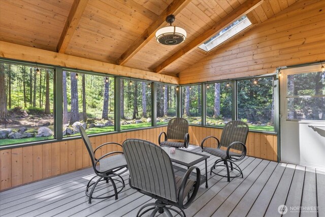 sunroom / solarium with a skylight