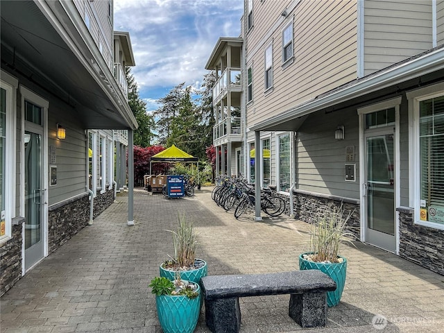 view of patio featuring a gazebo