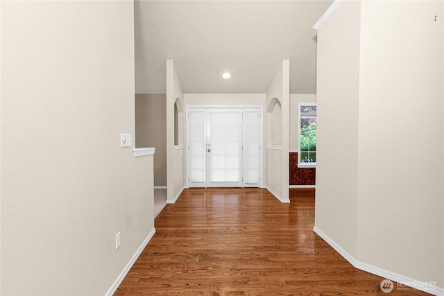 2222 60th Ln NW, Olympia, WA 98502 - hallway with baseboards, wood finished floors, and recessed lighting
