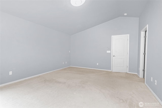 2222 60th Ln NW, Olympia, WA 98502 - unfurnished room featuring vaulted ceiling, light colored carpet, and baseboards