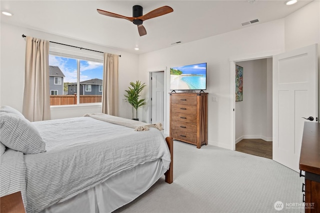 12713 176th Ave E, Bonney Lake, WA 98391 - carpeted bedroom featuring recessed lighting and a ceiling fan