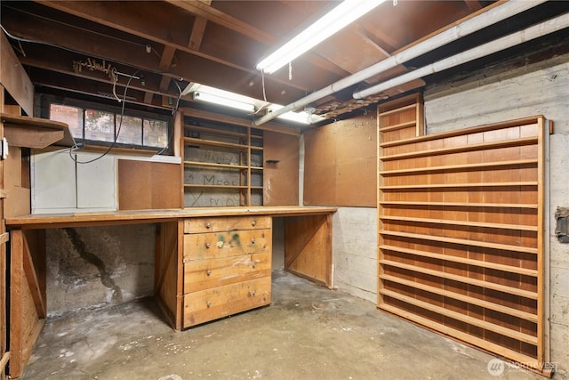view of unfinished basement