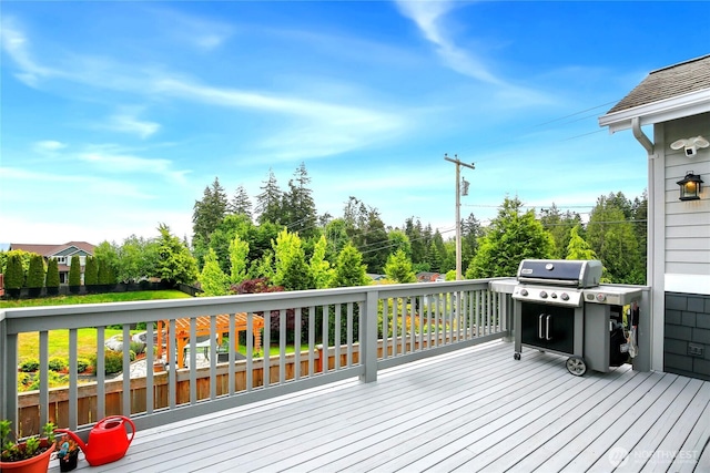 deck with a grill