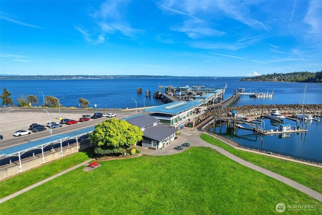 bird's eye view of a nearby body of water