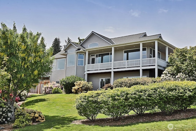 4638 Tanner View Dr, Clinton, WA 98236 - back of property with a lawn and a balcony