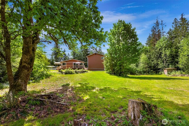 846 Deep Valley Dr, Maple Falls, WA 98266 - view of green lawn featuring a wooden deck