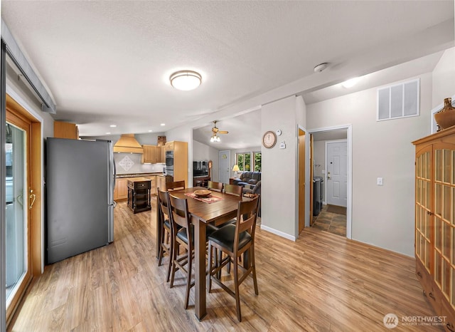 846 Deep Valley Dr, Maple Falls, WA 98266 - dining space with a ceiling fan, light wood-type flooring, a textured ceiling, and recessed lighting