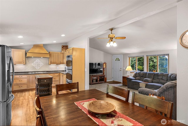 846 Deep Valley Dr, Maple Falls, WA 98266 - dining room with light wood-type flooring, ceiling fan, and recessed lighting