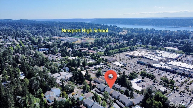 12840 SE 40th Ct Unit B2, Bellevue, WA 98006 - aerial view of property and surrounding area with a heavily wooded area and a large body of water