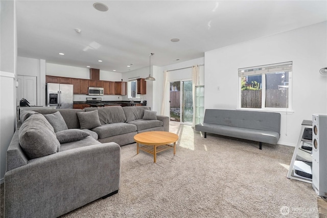1339 E 51st St, Tacoma, WA 98404 - living room with light colored carpet and recessed lighting