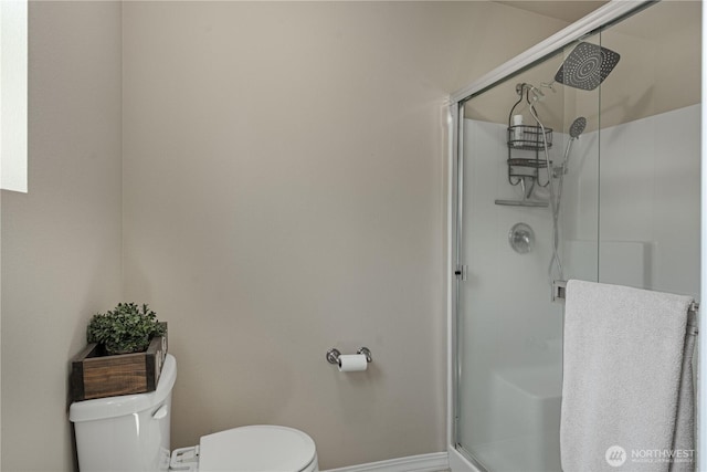 3677 SE Chesterton Dr, Port Orchard, WA 98366 - full bathroom featuring toilet, a shower stall, and baseboards