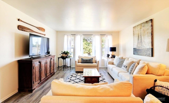 1515 Ocean Beach Blvd Unit 202, Long Beach, WA 98631 - living area featuring wood finished floors and baseboards