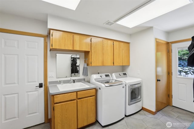15513 NE Beebe Rd, Battle Ground, WA 98604 - clothes washing area with separate washer and dryer, cabinet space, and light tile patterned floors