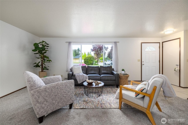 living room featuring light colored carpet