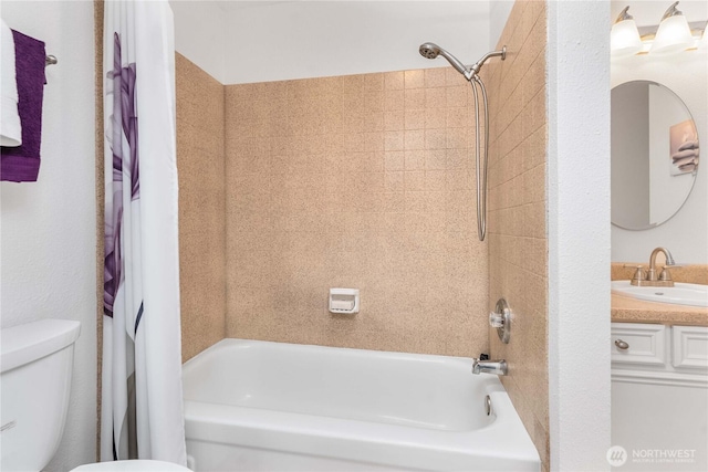 8309 Cirque Dr W Unit 4, University Place, WA 98467 - bathroom featuring shower / bath combo with shower curtain, toilet, and vanity