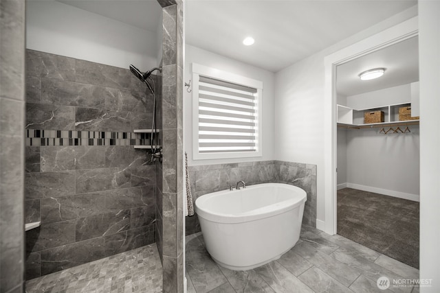 2876 N Brysen Dr, East Wenatchee, WA 98802 - full bath featuring tiled shower, a freestanding tub, and a walk in closet