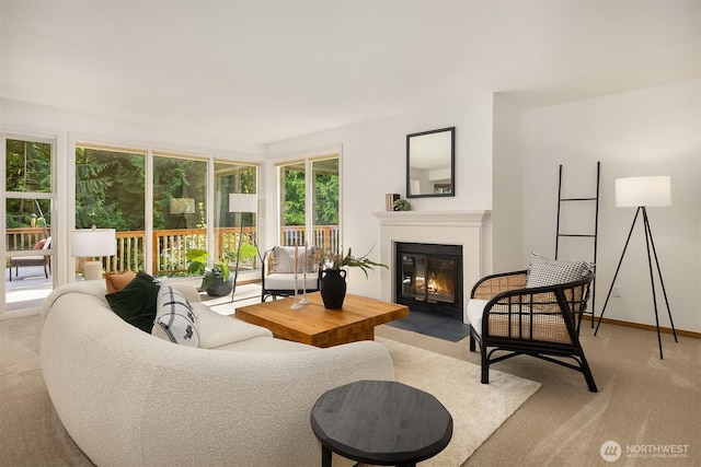 5047 84th Ave SE, Mercer Island, WA 98040 - living area with a glass covered fireplace and light colored carpet