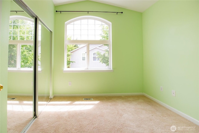 2050 132nd Ave SE Unit E-512, Bellevue, WA 98005 - carpeted spare room with healthy amount of natural light, lofted ceiling, and baseboards