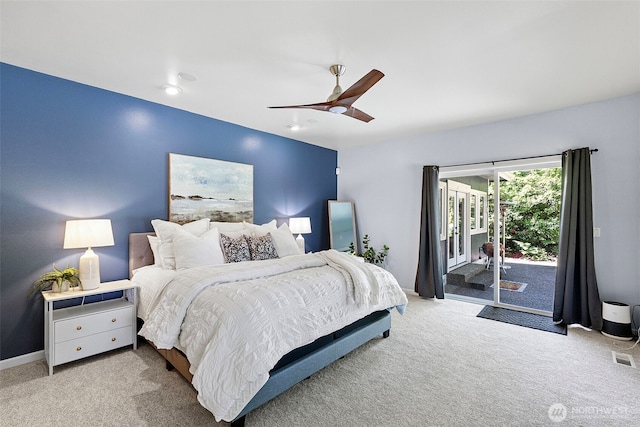 7340 Hawkstone Ave SW, Port Orchard, WA 98367 - carpeted bedroom with access to outside and a ceiling fan