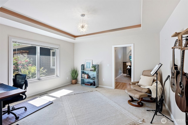 7340 Hawkstone Ave SW, Port Orchard, WA 98367 - office with a raised ceiling, carpet flooring, and baseboards