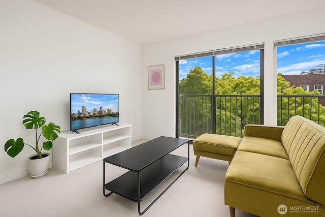 living area with baseboards