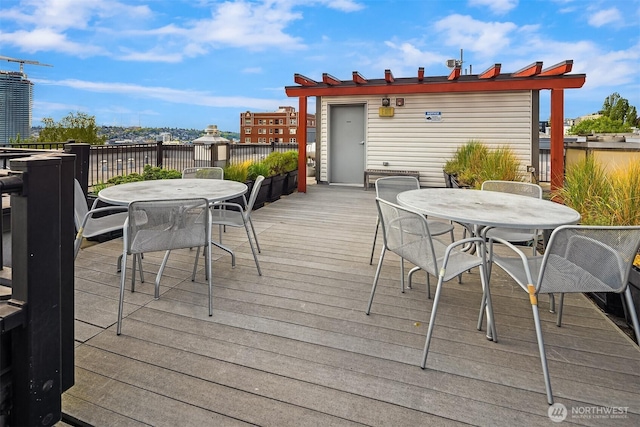 deck featuring outdoor dining space