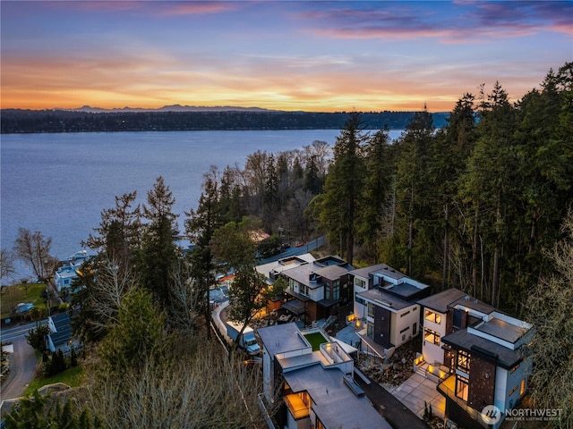 7128 NE 119th Ln, Kirkland, WA 98034 - aerial view at dusk of a water view