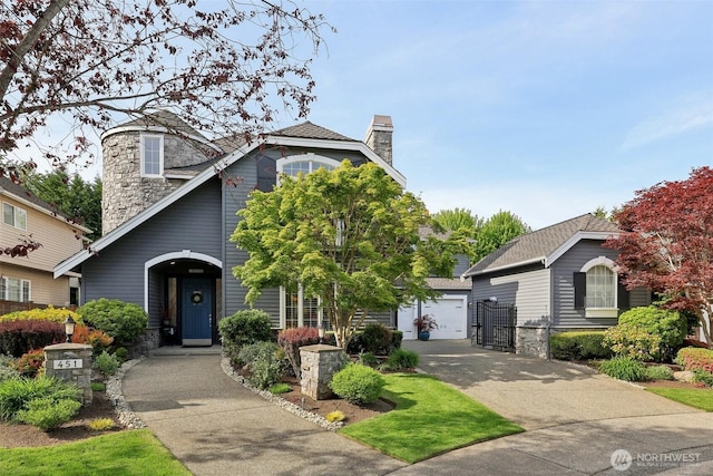 451 245th Ave SE, Sammamish, WA 98074 - view of front of property with a chimney, stone siding, a garage, and driveway
