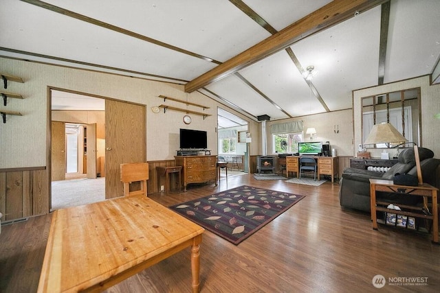 17465 NE Noll Rd NE, Poulsbo, WA 98370 - living area featuring wood finished floors and a wood stove