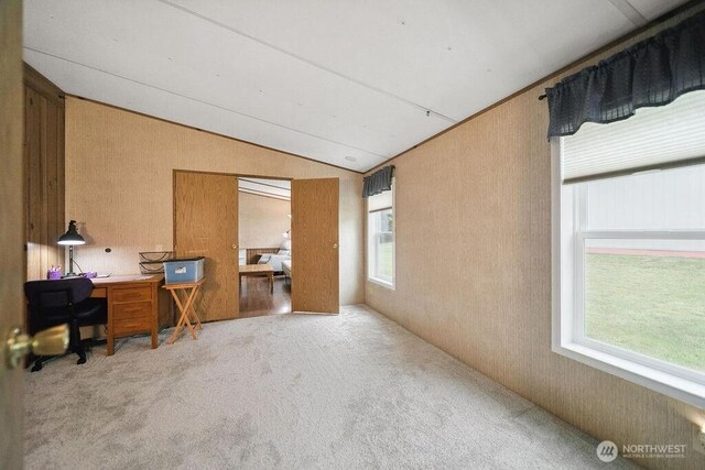 17465 NE Noll Rd NE, Poulsbo, WA 98370 - carpeted home office with vaulted ceiling and healthy amount of natural light