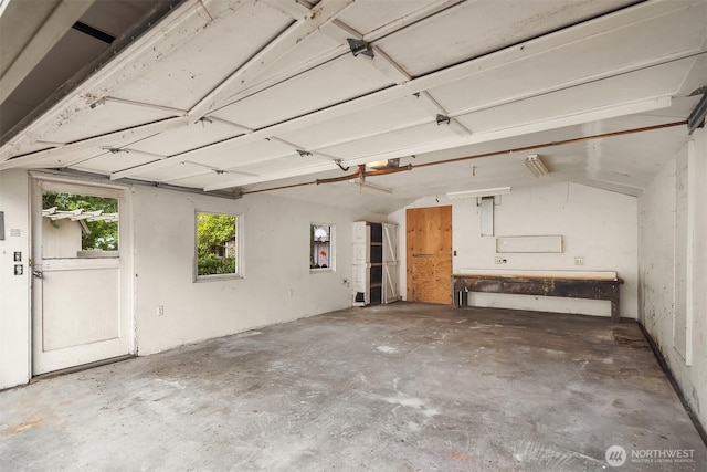 garage with a garage door opener