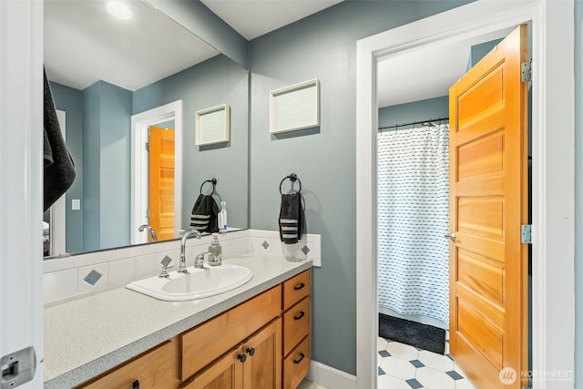 471 Dungeness Dr, Fox Island, WA 98333 - bathroom featuring vanity and a shower with curtain
