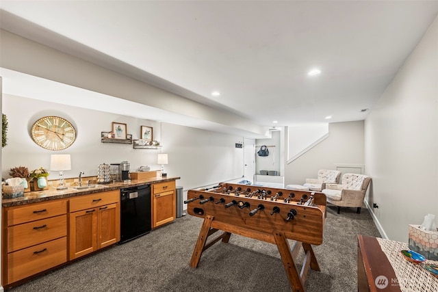 471 Dungeness Dr, Fox Island, WA 98333 - game room featuring a sink, dark carpet, and recessed lighting