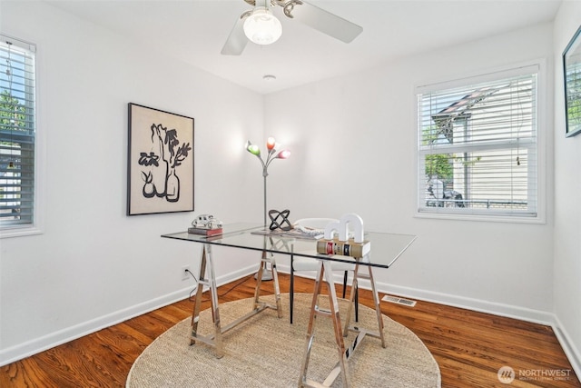 10229 35th Ave SW, Seattle, WA 98146 - office space featuring baseboards, wood finished floors, and a ceiling fan