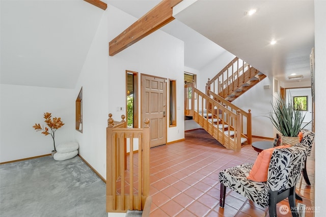 14930 15th Avenue Ct E, Tacoma, WA 98445 - tiled entryway featuring baseboards, stairs, and recessed lighting