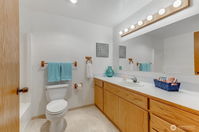 14930 15th Avenue Ct E, Tacoma, WA 98445 - bathroom with toilet, vanity, baseboards, a shower, and a bathtub