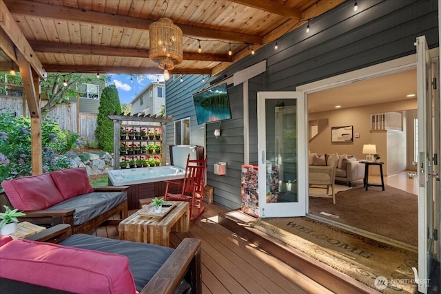 deck with an outdoor hangout area