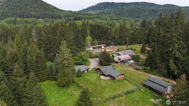 588 Mineral Creek Rd, Mineral, WA 98355 - aerial view of property and surrounding area featuring a heavily wooded area and a mountainous background