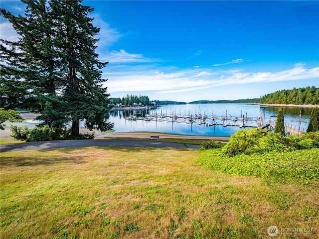 2207 Island Dr NW, Olympia, WA 98502 - dock area featuring a water view and a yard