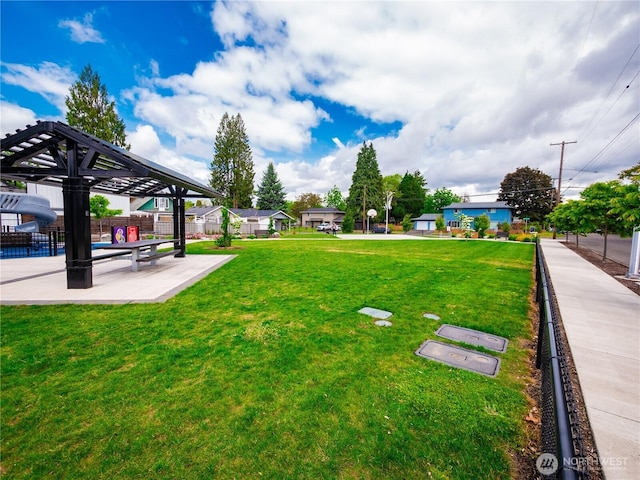 view of yard with a gazebo
