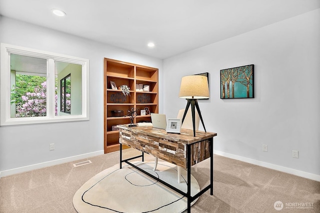 11950 NE 36th Pl, Bellevue, WA 98005 - office featuring light carpet, baseboards, and recessed lighting
