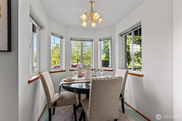 236 W Maberry Dr Unit 102, Lynden, WA 98264 - dining room featuring baseboards, a chandelier, and carpet floors