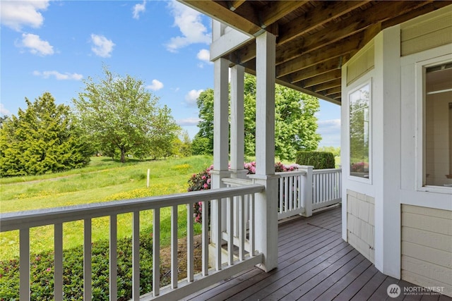 236 W Maberry Dr Unit 102, Lynden, WA 98264 - wooden terrace with a lawn and covered porch
