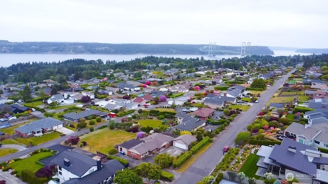 1260 S Karl Johan Ave, Tacoma, WA 98465 - aerial view of residential area with a large body of water and a notable bridge