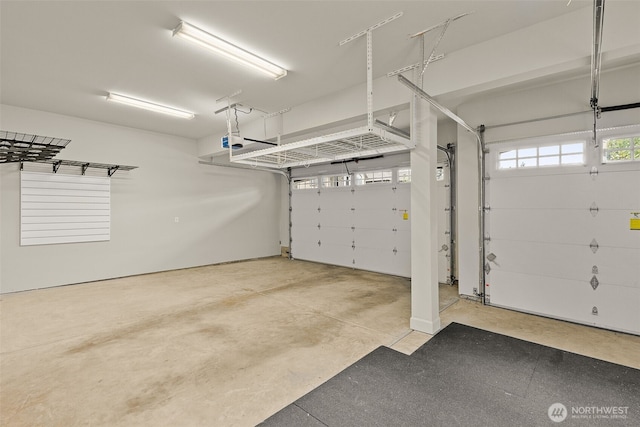 garage with a garage door opener