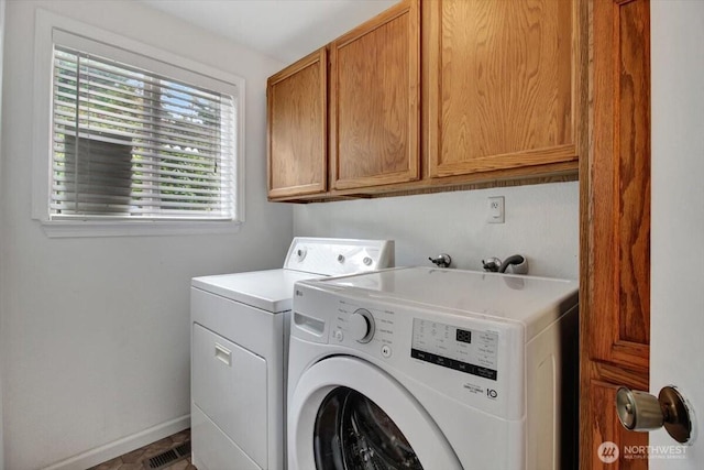 2711 NE 4th Ct, Renton, WA 98056 - washroom featuring cabinet space, washing machine and clothes dryer, and baseboards
