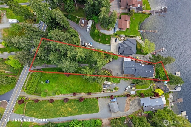 15208 W Lake Goodwin Rd, Stanwood, WA 98292 - aerial view of property and surrounding area with property boundaries highlighted