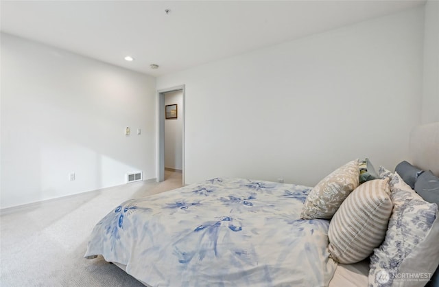 bedroom with carpet flooring and recessed lighting