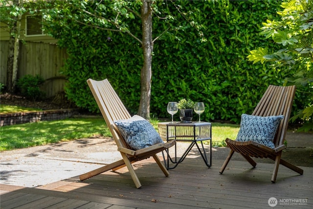 deck featuring fence