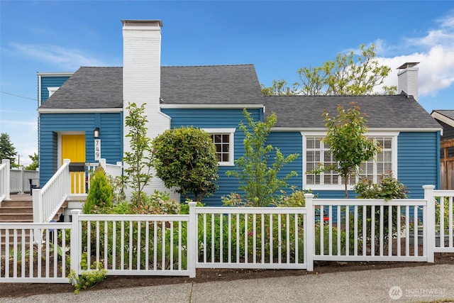 view of front of house with a chimney